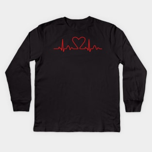 Lines of heart heart pulse electrocardiogram heart, couples in love, doctors Kids Long Sleeve T-Shirt